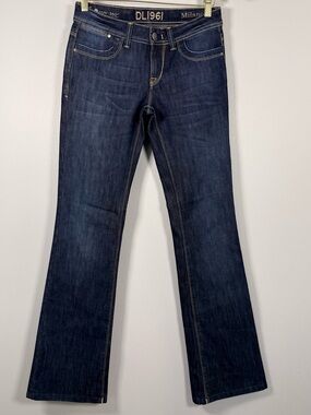 DL1961 Milano Bootcut Jeans Womens 26 Dark Indigo Stretch Denim Low Rise Zip